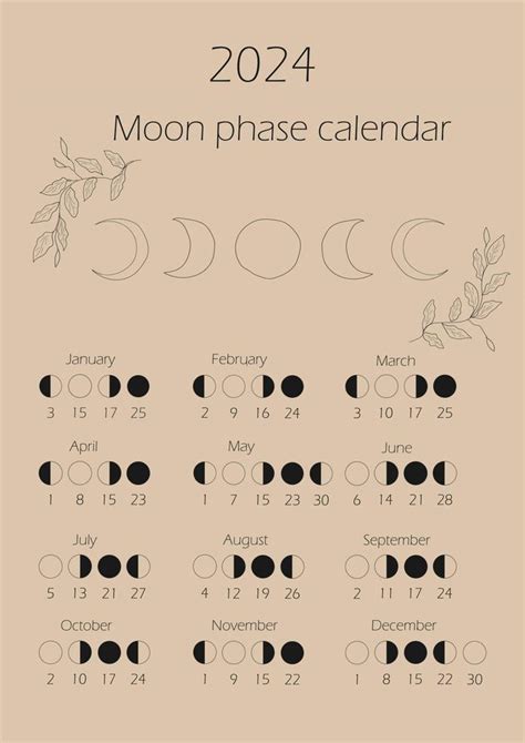 Moon Phases Calendar 2024 Waning Gibbous Waxing Crescent New Moon