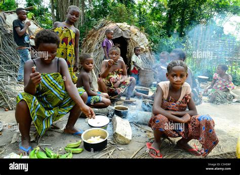 Nomadic Mbuti Pygmies Live In The Ituri Jungle Of The Congo Basin In