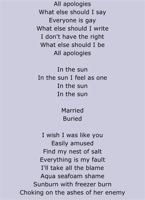 Nirvana All Apologies Nirvana Lyrics Song Lyrics Art Nirvana Lyrics