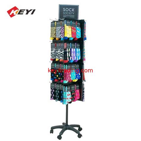 Retail Shop Floor Standing Rotating Display Rack Hanging Socks Display