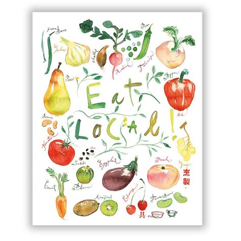 Poster Spécial Locavores La Cuisine De Saison Eat Local Illustration