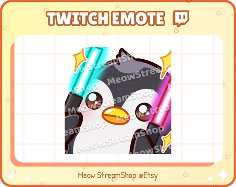 Twitch Emote Cute Penguin Lightstick Glowstick Cheer Hype Emotes