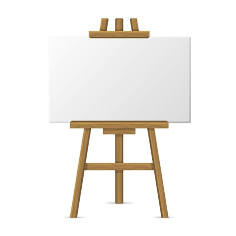 Premium Vector Wooden Easel With Blank Canvas On White Background