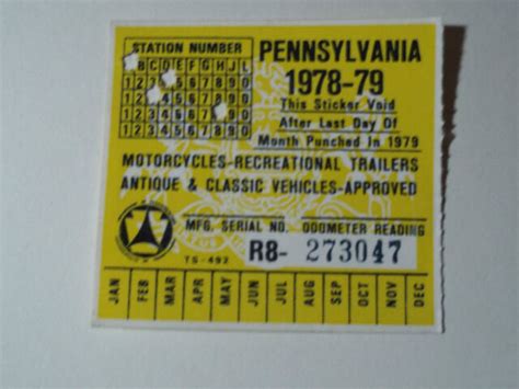 1978 79 Pennsylvania Pa Motorcycle Inspection Sticker Ebay