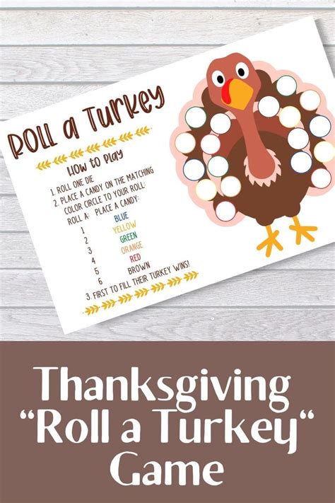 Roll A Turkey Game Printable Thanksgiving Turkey Game Etsy Video