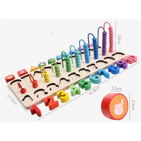 Children Wooden Montessori Abacus Learning To Count Numbers Matching