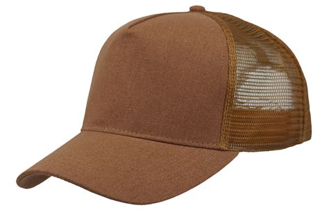 C6735 Linen Fronted 5 Panel Structured Trucker Cap With Plastic Snap