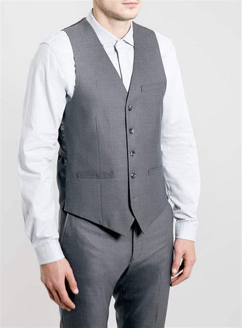 Topman Grey Textured Suit Waistcoat In Grey For Men Black Lyst