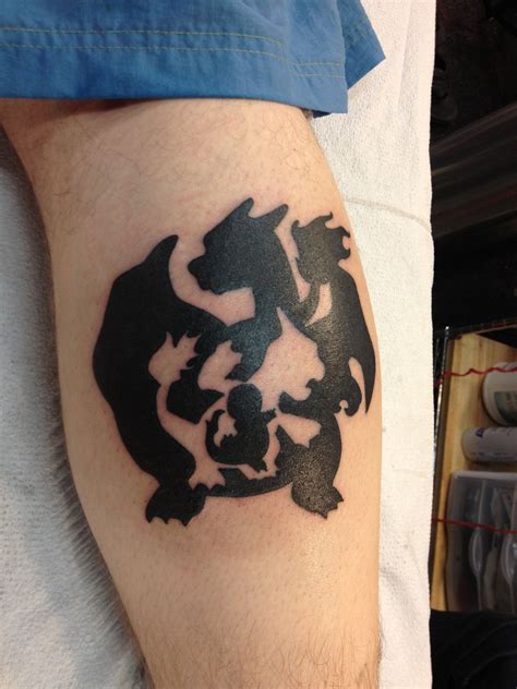 Squirtle wartortle and blastoise tattoo tatuajes al azar. Pokemon tattoo on my right calf - Silhouette of Charmander ...