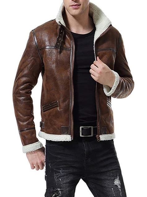 Men’s Vintage Distressed Brown Fur Leather Jacket