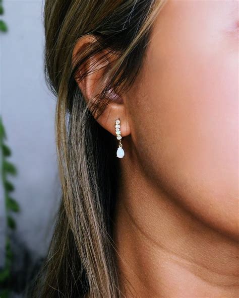 Kamea Opal Hoops October Birthstone Opal Earrings Gold Etsy In
