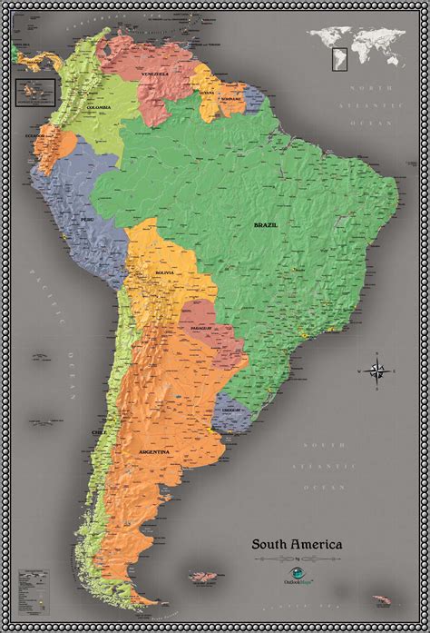 South America Contemporary Wall Map By Outlook Maps Mapsales