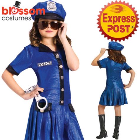 Ck1093 Police Chief Girls Costume Kids Cops Uniform Book Week Fancy