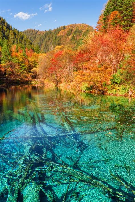 Fantastic View Of The Five Flower Lake Multicolored Lake Stock Photo