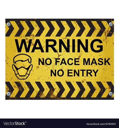 Warning No Mask No Entry Sign Royalty Free Vector Image