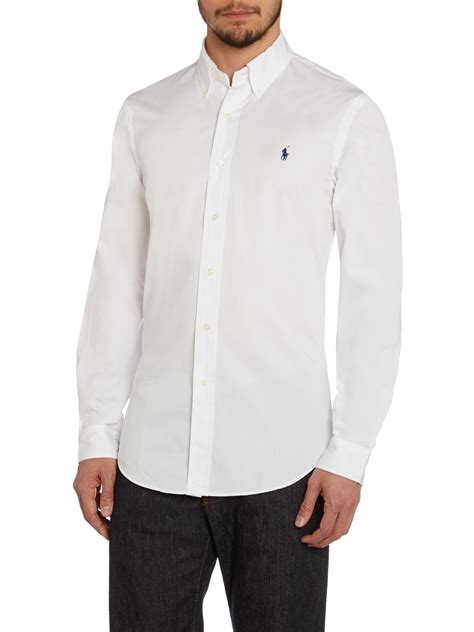Polo Ralph Lauren Slim Fit Long Sleeve Shirt In White For Men Lyst