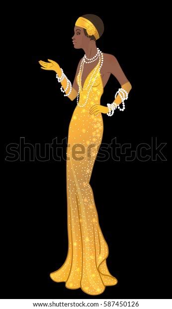 retro fashion glamour girl twenties african stock vector royalty free 587450126 shutterstock
