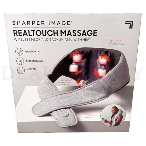 Sharper Image Realtouch Shiatsu Wireless Neck And Back Massager With Heat Gray 843479126938 Ebay