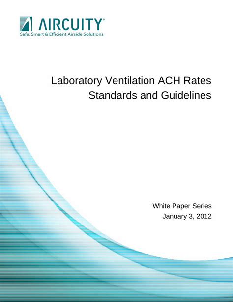 Pdf Laboratory Ventilation Ach Rates Standards And Guidelines