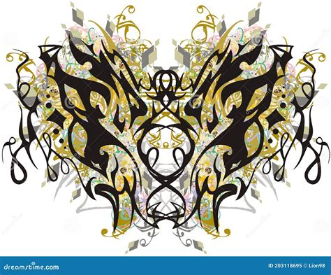 Beautiful Colorful Butterfly Wings Splashes Stock Vector Illustration