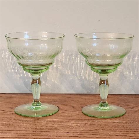 green depression glass goblets etsy