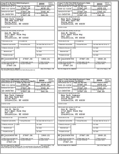 Sample W2 Tax Forms