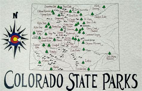Colorado State Parks Hand Drawn Map Etsy