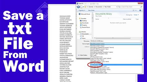 These web applications that designate the.file extension to files in unknown file types are usually web tools like internet browsers, ftp client programs. Save a .txt file from Word - YouTube