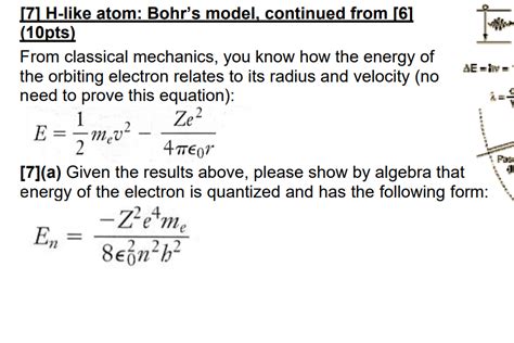 Solved 71 H Like Atom Bohrs Model Continued From 10pts