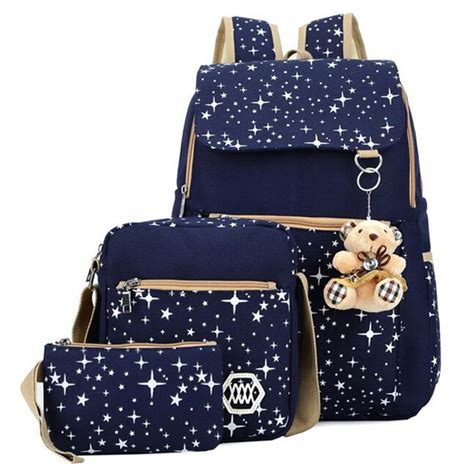 Cute Bear Backpack For Teenagers Girls School Bags 3 Pcsset Schoolbag