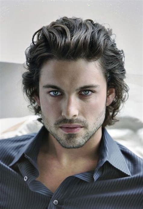 Straight blonde with side parted. Image result for curly hair mens mid length | Wavy hair men, Medium hair styles, Thick hair styles