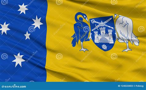 australian capital territory city flag australia closeup view stock illustration