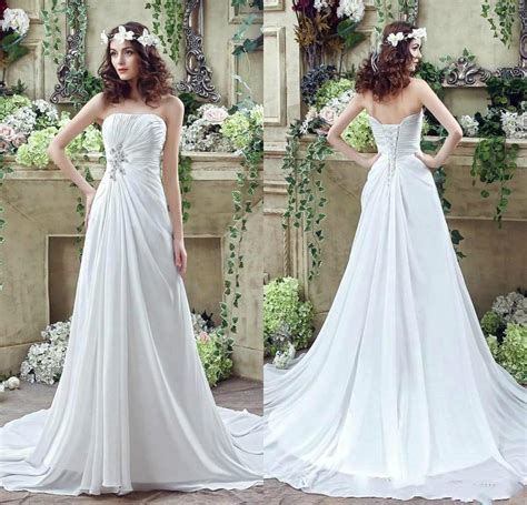 Incorporate lush garden colors and textures in your wedding cake. 2016 Spring Chiffon Wedding Dresses Strapless Crystal Pleated A-Line Cheap Garden Bridal Dresses ...