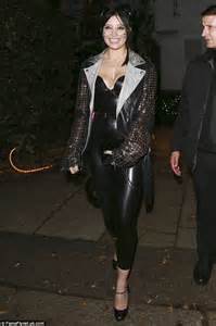 daisy lowe displays cleavage in plunging latex catsuit at halloween party daily mail online