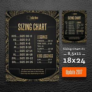 Lula Sizing Chart Golden Style Update 2017 18x24 Poster 8 5x11