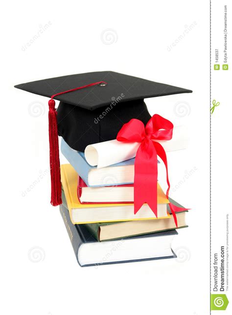 Graduatie Glb En Diploma Op Stapel Boeken Stock Afbeelding Afbeelding