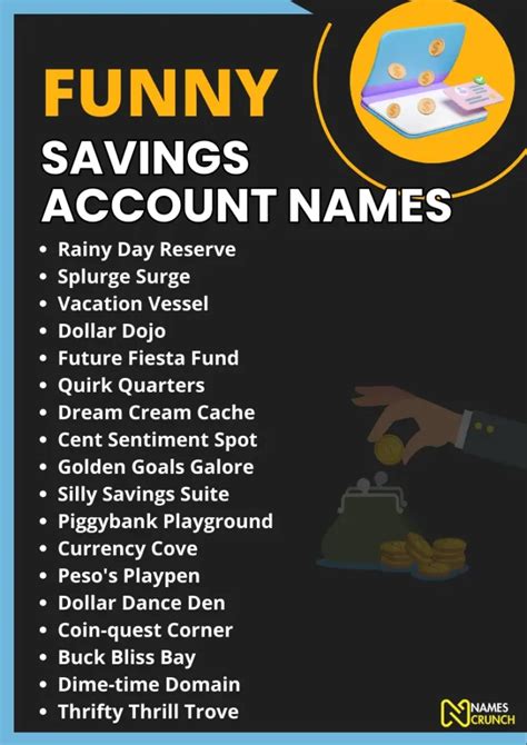 Funny Savings Account Names Unique Ideas Names Crunch