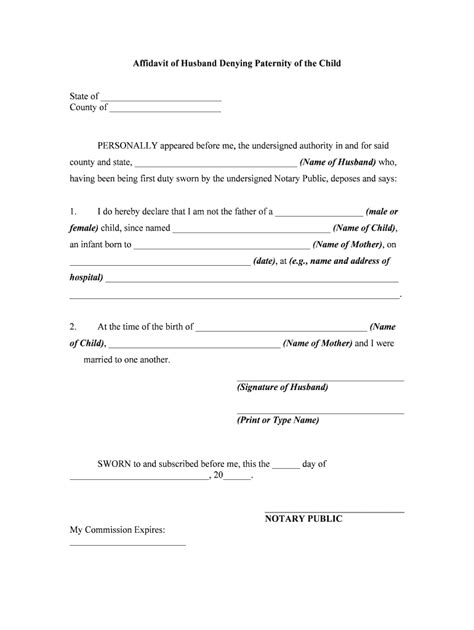 Paternity Affidavit Form Fill Out And Sign Printable Pdf Template My
