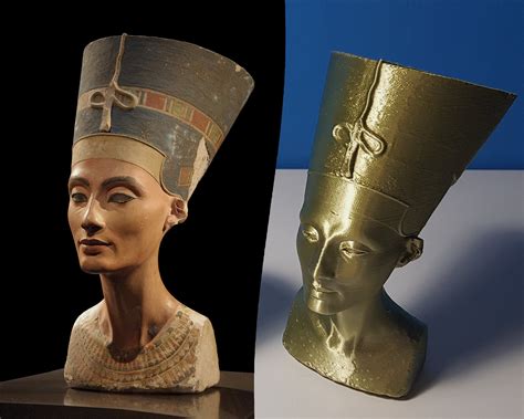 Realistic Queen Nefertiti Buststatue Metallic Silk Colour Etsy Uk