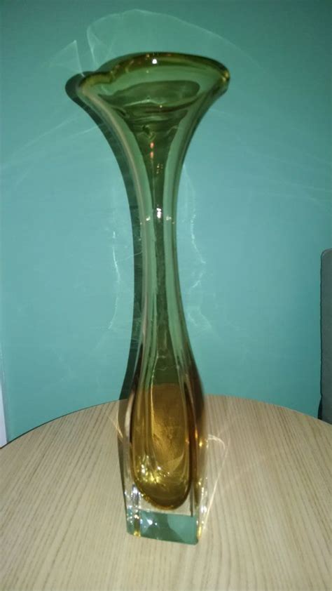 Beautiful Vintage Glass Vase Mid Century Modern Great Condition No Damage 12 Tall Vintage