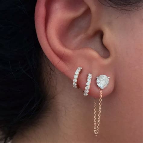 Diamond Pavé Thick Huggie Hinged 14K Solid Gold Hoop Earrings 11mm