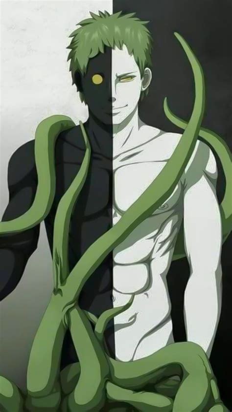 An Anime Character With Green Hair And Tentacles Around His Body