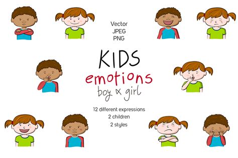 Kids Emotions Vector Illustrations