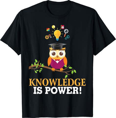 Knowledge Is Power T Shirt Owl Back To School Teacher Stud