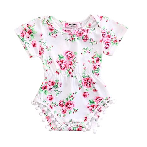 New Arrival Infant Girls Summer Floral Playsuit Rompers Newborn Baby