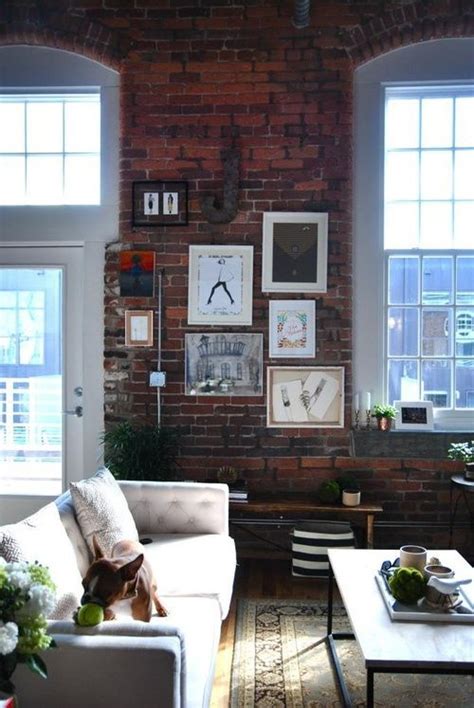Red Brick Walls In The Living Room Modern Houses Interior Brick Wall