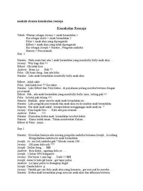 Naskah Drama Kenakalan Remaja