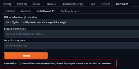 安装 sd webui prompt all in one