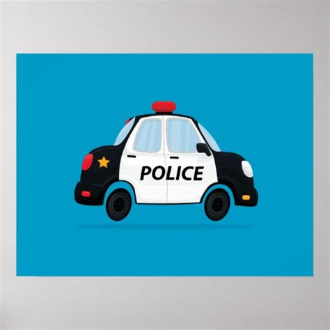 Cute Police Car Art Poster