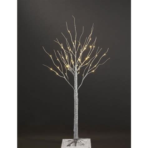 Shop Led 3 Ft White Artificial Birch Christmas Tree With 36 Warm White